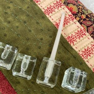 Glass candle holder set of 7 shown. 1” cubes